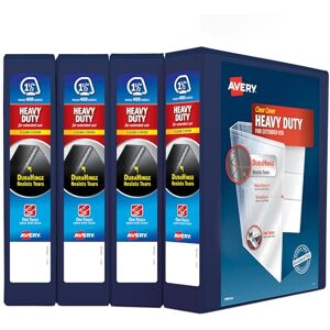 Avery Heavy Duty View 3 Ring Binder, 1.5" One Touch Slant Ring, Holds 8.5" x 11" Paper, 4 Navy Blue Binders (79871) Avery Heavy Duty View 3 Ring Binder, 1.5" One Touch Slant Ring, Holds 8.5" x 11" Paper, 4 Navy Blue Binders (79871)