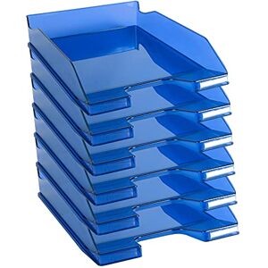 Exacompta Ref. 113260D set of 6 COMBO MIDI letter trays dimensions 34.6 x 25.5x 6.5 cm for documents in A4 + format color royal blue transparent glossy Exacompta Ref. 113260D set of 6 COMBO MIDI letter trays dimensions 34.6 x 25.5x 6.5 cm for documents in A4 + format color royal blue transparent glossy