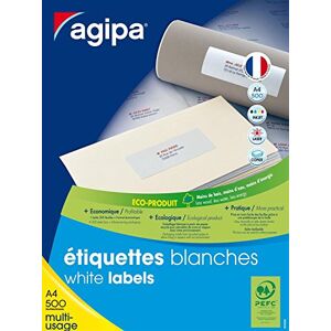 Agipa 100804 Pack of 4000 A4 Multi Purpose Labels 105 x 32 mm White Agipa 100804 Pack of 4000 A4 Multi Purpose Labels 105 x 32 mm White