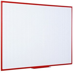 Bi-Office Maya Non-Magnetic Gridded Whiteboard, Dry Erase Surface, Red Plastic Frame, 1800 x 1200 mm Bi-Office Maya Non-Magnetic Gridded Whiteboard, Dry Erase Surface, Red Plastic Frame, 1800 x 1200 mm
