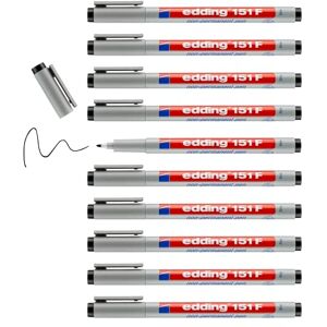 edding 151 F non-permanent pen black 10 pens round nib 0.6 mm pen for writing on glass, plastic, foils and smooth surfaces quick-drying, can be corrected with water edding 151 F non-permanent pen black 10 pens round nib 0.6 mm pen for writing on glass, plastic, foils and smooth surfaces quick-drying, can be corrected with water