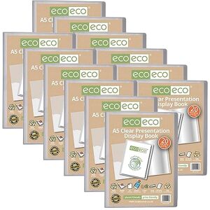 eco-eco stationery limited eco-eco A5 Size 50 Percent Recycled 20 Pocket Clear Presentation Display Book, Storage Case Portfolio Art Folder with Plastic Sleeves, Pack of 12, eco127x12 eco-eco stationery limited eco-eco A5 Size 50 Percent Recycled 20 Pocket Clear Presentation Display Book, Storage Case Portfolio Art Folder with Plastic Sleeves, Pack of 12, eco127x12