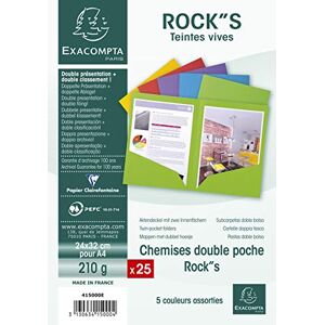 Exacompta Ref 415000E Rocks Collection Double Pocket Folders 240 x 320mm in Size, Suitable for A4 Documents, 210gsm Material Assorted Colours (Pack of 25) Exacompta Ref 415000E Rocks Collection Double Pocket Folders 240 x 320mm in Size, Suitable for A4 Documents, 210gsm Material Assorted Colours (Pack of 25)