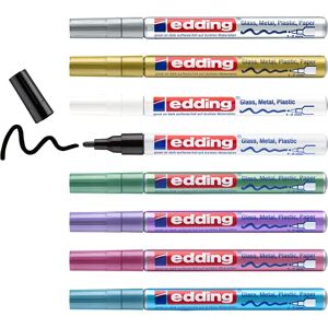 edding 751 gloss paint marker set black white gold silver blue green violet pink (metallic) 8 pens round nib 1-2 mm paint pen for glass pebbles wood plastic paper waterproof, high coverage edding 751 gloss paint marker set black white gold silver blue green violet pink (metallic) 8 pens round nib 1-2 mm paint pen for glass pebbles wood plastic paper waterproof, high coverage