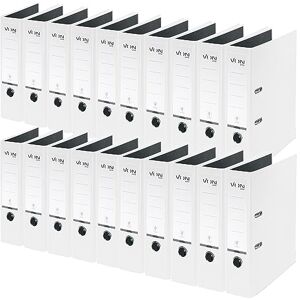 Leitz VON A4 Folder, Pack of 20, Cardboard with Plastic Cover, 80 mm Spine Width, for 600 Sheets, Blue Angel & FSC Certified, for School, Study & Home, White, 10550001 Leitz VON A4 Folder, Pack of 20, Cardboard with Plastic Cover, 80 mm Spine Width, for 600 Sheets, Blue Angel & FSC Certified, for School, Study & Home, White, 10550001