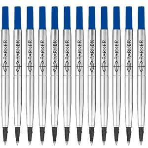 PARKER Rollerball Pen Refills Medium Tip Blue QUINK Ink 12 Count PARKER Rollerball Pen Refills Medium Tip Blue QUINK Ink 12 Count
