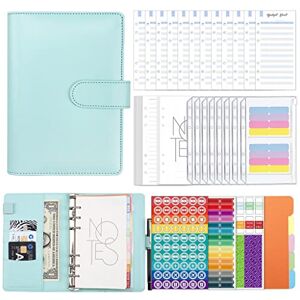 CMBSSTBB A6 PU Leather Binder Set,Cash Envelopes Planner Organizer for Budgeting,with Binder Pockets,Budget Sheets,Filler Paper,Stickers(Argento) CMBSSTBB A6 PU Leather Binder Set,Cash Envelopes Planner Organizer for Budgeting,with Binder Pockets,Budget Sheets,Filler Paper,Stickers(Argento)