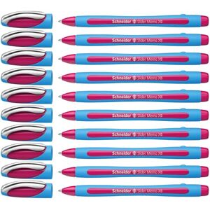 Schneider Slider Memo XB Ballpoint Pen Pink Ink Blue Barrel Pack of 10 Schneider Slider Memo XB Ballpoint Pen Pink Ink Blue Barrel Pack of 10