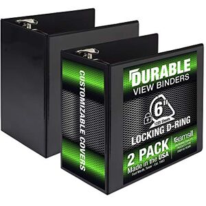 Samsill Durable 6 Inch Binder, Made in The USA, Locking D Ring Customizable Clear View Binder, Black, 2 Pack, Each Holds 1225 Pages Samsill Durable 6 Inch Binder, Made in The USA, Locking D Ring Customizable Clear View Binder, Black, 2 Pack, Each Holds 1225 Pages