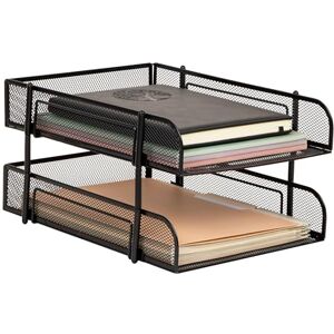 Mind Reader Network Collection, 2-Tier Paper Tray, Letter Size, Stackable, File and Document Holder, Desktop Organizer, Metal Mesh, Black Mind Reader Network Collection, 2-Tier Paper Tray, Letter Size, Stackable, File and Document Holder, Desktop Organizer, Metal Mesh, Black