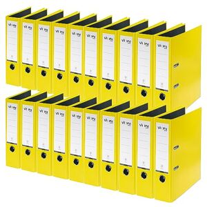 Leitz VON A4 Folder, Pack of 20, Cardboard with Plastic Cover, 80 mm Spine Width, for 600 Sheets, Blue Angel & FSC Certified, for School, Study & Home, Yellow, 10550015 Leitz VON A4 Folder, Pack of 20, Cardboard with Plastic Cover, 80 mm Spine Width, for 600 Sheets, Blue Angel & FSC Certified, for School, Study & Home, Yellow, 10550015