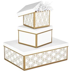 Hallmark 5EBC1833 White and Gold Nesting Boxes, Large, Hallmark 5EBC1833 White and Gold Nesting Boxes, Large,