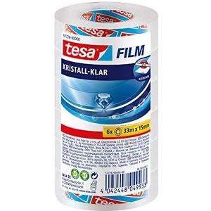 tesa UK tesa Film Crystal Clear Highly Transparent, Age-resistant Tape with Strong Adhesion 33 m x 15 mm Pack of 6 tesa UK tesa Film Crystal Clear Highly Transparent, Age-resistant Tape with Strong Adhesion 33 m x 15 mm Pack of 6