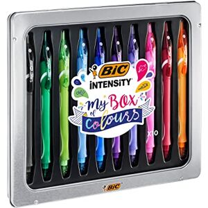 BIC Gel-ocity Quick Dry, Gel Ink Pens with Full Grip Barrel, Assorted Colours, in Metal Tin, My Box of Colours, Pack of 10 BIC Gel-ocity Quick Dry, Gel Ink Pens with Full Grip Barrel, Assorted Colours, in Metal Tin, My Box of Colours, Pack of 10