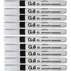 G4GADGET 10 x 50 Original Pack of Non-Toxic Ink Black Colour Whiteboard Dry Wipe Marker Pens Bullet Tip G4GADGET 10 x 50 Original Pack of Non-Toxic Ink Black Colour Whiteboard Dry Wipe Marker Pens Bullet Tip
