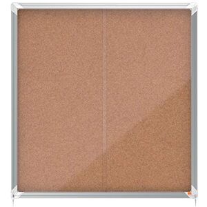 Nobo Cork Lockable Notice Board With Sliding Glass Door, 12 x A4, Premium Plus, Brown, 1902574 Nobo Cork Lockable Notice Board With Sliding Glass Door, 12 x A4, Premium Plus, Brown, 1902574