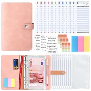 AiQInu A6 PU Leather Budget Planner Cover with 10 PVC Budget Envelopes, 12 French Budget Sheets, 3 French Word Stickers and 3 Stickers AiQInu A6 PU Leather Budget Planner Cover with 10 PVC Budget Envelopes, 12 French Budget Sheets, 3 French Word Stickers and 3 Stickers