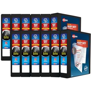 Avery Heavy Duty View 3 Ring Binder, 1.5" One Touch EZD Ring, Holds 8.5" x 11" Paper, 12 Black Binders (79695) Avery Heavy Duty View 3 Ring Binder, 1.5" One Touch EZD Ring, Holds 8.5" x 11" Paper, 12 Black Binders (79695)