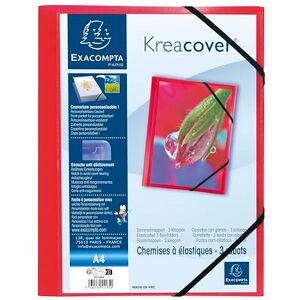 Exacompta Ref 55185E Box of 25 Kreacover Elastic folders 3 Flap Pockets Translucent Polypropylene Size 24 x 32 cm for A4 documents Colour red Exacompta Ref 55185E Box of 25 Kreacover Elastic folders 3 Flap Pockets Translucent Polypropylene Size 24 x 32 cm for A4 documents Colour red