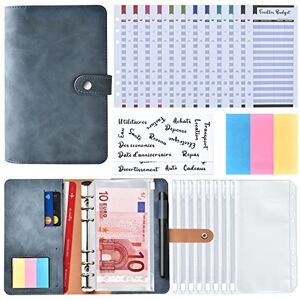 AiQInu A6 PU Leather Budget Binder Cover with 8 PVC Budget Envelopes, 12 Sheets, 3 Colours of Sticky Notes and 27 Categories in French AiQInu A6 PU Leather Budget Binder Cover with 8 PVC Budget Envelopes, 12 Sheets, 3 Colours of Sticky Notes and 27 Categories in French