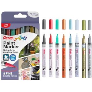 Pentel MSP10 Paint Marker Wallet, Fine Bullet Tip, Metallic Colours (8 Marker Pens) Pentel MSP10 Paint Marker Wallet, Fine Bullet Tip, Metallic Colours (8 Marker Pens)