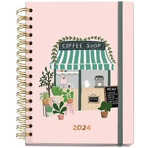 Miquelrius 2024 Coffee Lovers Yearly Diary, Week View, Plus Size 155 x 213 mm (similar A5), Hard Cover, Spiral Binding, Elastic Closure, Multilingual, Coffee Shop Pink Miquelrius 2024 Coffee Lovers Yearly Diary, Week View, Plus Size 155 x 213 mm (similar A5), Hard Cover, Spiral Binding, Elastic Closure, Multilingual, Coffee Shop Pink