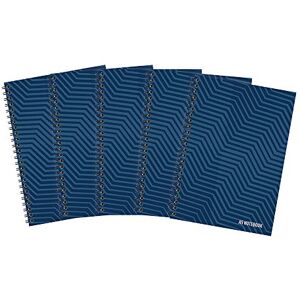 SUMMIT A5 Notebook, Wirebound, 8 mm Lined, 100 pages, Pack of 5 Notepads, Card Cover, 4-Hole Punch, Navy SUMMIT A5 Notebook, Wirebound, 8 mm Lined, 100 pages, Pack of 5 Notepads, Card Cover, 4-Hole Punch, Navy