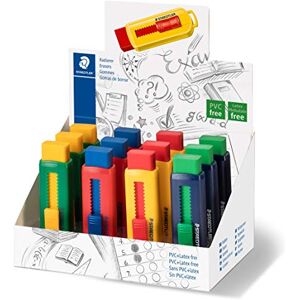STAEDTLER 525 PS1 S PVC-Free Eraser Assorted Colors, Pack of 12 with Sliding Plastic Sleeves STAEDTLER 525 PS1 S PVC-Free Eraser Assorted Colors, Pack of 12 with Sliding Plastic Sleeves