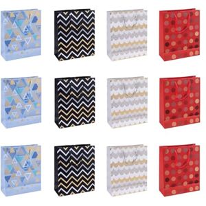 DONAU HOME Gift Bag Laminated Pack of 12/25 x 30 x 10 CM/Colour Mix/Medium Size/All Year Round Various Patterns Shatterproof Elegant with Handle Party/Medium Size DONAU HOME Gift Bag Laminated Pack of 12/25 x 30 x 10 CM/Colour Mix/Medium Size/All Year Round Various Patterns Shatterproof Elegant with Handle Party/Medium Size