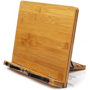 wishacc Cookbook Holders, Bamboo Adjustable Book Stand Holder Tray and Page Paper Clips wishacc Cookbook Holders, Bamboo Adjustable Book Stand Holder Tray and Page Paper Clips