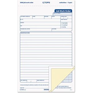 Tops Job Work Order Forms, 3-Part, Carbonless, 5-1/2 x 9-1/8 Inches, 50 Sets per Pack (3868) Tops Job Work Order Forms, 3-Part, Carbonless, 5-1/2 x 9-1/8 Inches, 50 Sets per Pack (3868)
