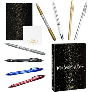 BIC My Surprise Box Gift Set of 14 Writing Products, 4 Ballpoint / 5 Metallic Felt-Tip / 5 Gel Pens, 1 Repositionable Pad and 1 A5 Notebook White BIC My Surprise Box Gift Set of 14 Writing Products, 4 Ballpoint / 5 Metallic Felt-Tip / 5 Gel Pens, 1 Repositionable Pad and 1 A5 Notebook White