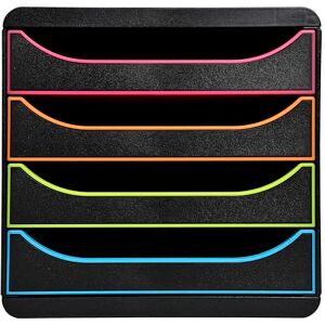 Exacompta Ref 310914D BIG-BOX Desktop Drawer Set 4 x 55mm Drawers, Suitable for A4+ Documents, 347 x 278 x 267mm, 100% Recycled Plastic Black/Multi Exacompta Ref 310914D BIG-BOX Desktop Drawer Set 4 x 55mm Drawers, Suitable for A4+ Documents, 347 x 278 x 267mm, 100% Recycled Plastic Black/Multi