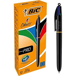 BIC 4 Colours Pro Multi Pen, Multi Coloured Pens All In One, Retractable Ballpoint Pen, Medium 1.0mm, Green, Blue, Red, Black, 12 Pens Per Pack, 1 Pack BIC 4 Colours Pro Multi Pen, Multi Coloured Pens All In One, Retractable Ballpoint Pen, Medium 1.0mm, Green, Blue, Red, Black, 12 Pens Per Pack, 1 Pack