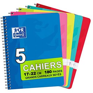 Oxford Office Classique 100101540 Spiral-Bound Notebook Quadrille-Ruled (Large Squares) 17 x 22 cm 180 Pages Assorted Colours Pack of 5 Oxford Office Classique 100101540 Spiral-Bound Notebook Quadrille-Ruled (Large Squares) 17 x 22 cm 180 Pages Assorted Colours Pack of 5