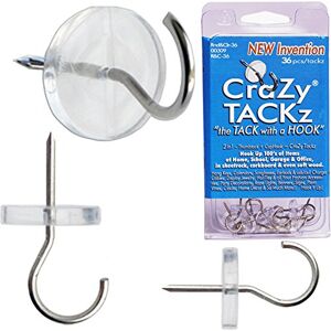 CraZy TACKz 36 tacks 2 in 1: push pins hook New Invention Hang 100's of Items Interior or Exterior Decor at Home, School, Office, DIY, for Party or Holiday in re-usable Storage Organizer (Round & Clear 36pcs/Clamshell) CraZy TACKz 36 tacks 2 in 1: push pins hook New Invention Hang 100's of Items Interior or Exterior Decor at Home, School, Office, DIY, for Party or Holiday in re-usable Storage Organizer (Round & Clear 36pcs/Clamshell)