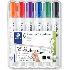 STAEDTLER 351 B WP6 Lumocolor Whiteboard Marker Chisel Tip Assorted Colours (Pack of 6) STAEDTLER 351 B WP6 Lumocolor Whiteboard Marker Chisel Tip Assorted Colours (Pack of 6)