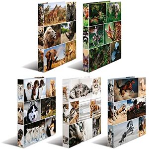HERMA Ring Binder Animals, Assorted, A4, 35 mm Spine, Slim 4-Ring Binder Made of Cardboard, Pack of 10 HERMA Ring Binder Animals, Assorted, A4, 35 mm Spine, Slim 4-Ring Binder Made of Cardboard, Pack of 10
