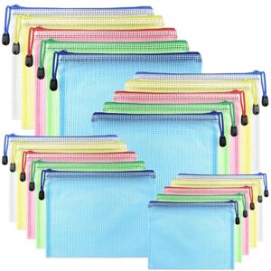 KOOSREEL A3/A4/A5/A6 Zipper Document Wallet, 5 Colors PVC Clear Document Bag Zipper Mesh Document Bag for Travel Office Travel Accessories (20 Pack) KOOSREEL A3/A4/A5/A6 Zipper Document Wallet, 5 Colors PVC Clear Document Bag Zipper Mesh Document Bag for Travel Office Travel Accessories (20 Pack)