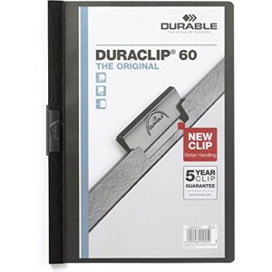 Durable DURACLIP 60 A4 Clip Folder Holds Up to 60 Sheets of A4 Paper Strong Metal Sprung Clip Pack of 25 Black Colour Folders for Organising Documents Durable DURACLIP 60 A4 Clip Folder Holds Up to 60 Sheets of A4 Paper Strong Metal Sprung Clip Pack of 25 Black Colour Folders for Organising Documents