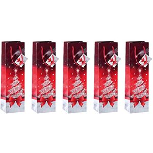 Sigel GT024 Christmas Bottle Gift Bag "Sparkling Tree", 10 x 35 x 8 cm, 5 Pieces Sigel GT024 Christmas Bottle Gift Bag "Sparkling Tree", 10 x 35 x 8 cm, 5 Pieces