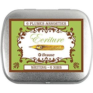 Brause 21002B Box of 6 metal writing nibs (2 nibs x Cito-fein + Rose + Sténo) Lettering Drawing Painting Calligraphy Includes metal storage box Brause 21002B Box of 6 metal writing nibs (2 nibs x Cito-fein + Rose + Sténo) Lettering Drawing Painting Calligraphy Includes metal storage box