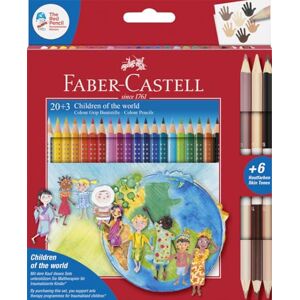 Faber 201747 Colour Grip Coloured Pencils Children of the World, 20 Colouring Pencils + 3 Pencils Each with 2 Skin Tones, Pack of 1 Faber 201747 Colour Grip Coloured Pencils Children of the World, 20 Colouring Pencils + 3 Pencils Each with 2 Skin Tones, Pack of 1