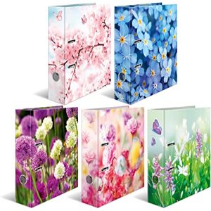 HERMA Folder A4 Flower Set, 10 Pieces, 7 cm Wide, Children's Ring Binder with Plant Motif, Colourful Lever Arch File with Inner Print for Boys and Girls HERMA Folder A4 Flower Set, 10 Pieces, 7 cm Wide, Children's Ring Binder with Plant Motif, Colourful Lever Arch File with Inner Print for Boys and Girls