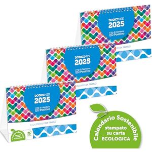 Il Calendario Positivo 3-Piece Table Calendar 2025 Desk Calendar Made of Non-Coated Eco Friendly Paper – Ideal for Marking Appointments and Commitments – Size 21 x 15 28 Sides Il Calendario Positivo 3-Piece Table Calendar 2025 Desk Calendar Made of Non-Coated Eco Friendly Paper – Ideal for Marking Appointments and Commitments – Size 21 x 15 28 Sides