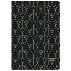 Clairefontaine 192136C A Neo Deco stitched thread-stitched notebook 96 ivory pages 14.8x21 cm 90g lined, laminated card cover, ebony black ''diamond'' motif Clairefontaine 192136C A Neo Deco stitched thread-stitched notebook 96 ivory pages 14.8x21 cm 90g lined, laminated card cover, ebony black ''diamond'' motif