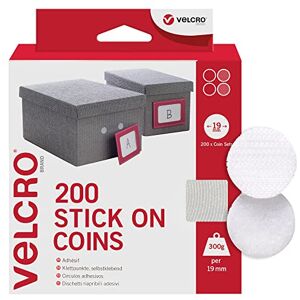 Velcro Brand Stick On Coins Double Sided Hook & Loop Self Adhesive Sticky Coins Perfect for Room Décor & Home, Office, Garage Use White 19mm x 19mm Pack of 200 Velcro Brand Stick On Coins Double Sided Hook & Loop Self Adhesive Sticky Coins Perfect for Room Décor & Home, Office, Garage Use White 19mm x 19mm Pack of 200
