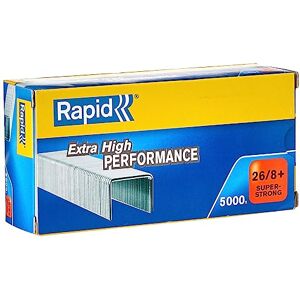 Rapid 26/8+mm Super Strong Staples, For Stapling up to 50 Sheets, Use with Desktop Staplers and Pliers, Galvanised Wire, Box of 5000, 24862200 Rapid 26/8+mm Super Strong Staples, For Stapling up to 50 Sheets, Use with Desktop Staplers and Pliers, Galvanised Wire, Box of 5000, 24862200