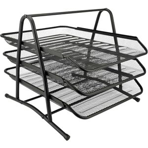 D.RECT 3 Tier A4 Mesh in Tray Mesh Desk Organiser for Home & Office Black File Holder Document Storage Letter Paper Organiser D.RECT 3 Tier A4 Mesh in Tray Mesh Desk Organiser for Home & Office Black File Holder Document Storage Letter Paper Organiser