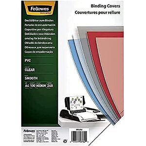 Fellowes A4 Binding Cover 240 Microns PVC Binding Covers Pack of 100 Binding Covers Transparent Fellowes A4 Binding Cover 240 Microns PVC Binding Covers Pack of 100 Binding Covers Transparent